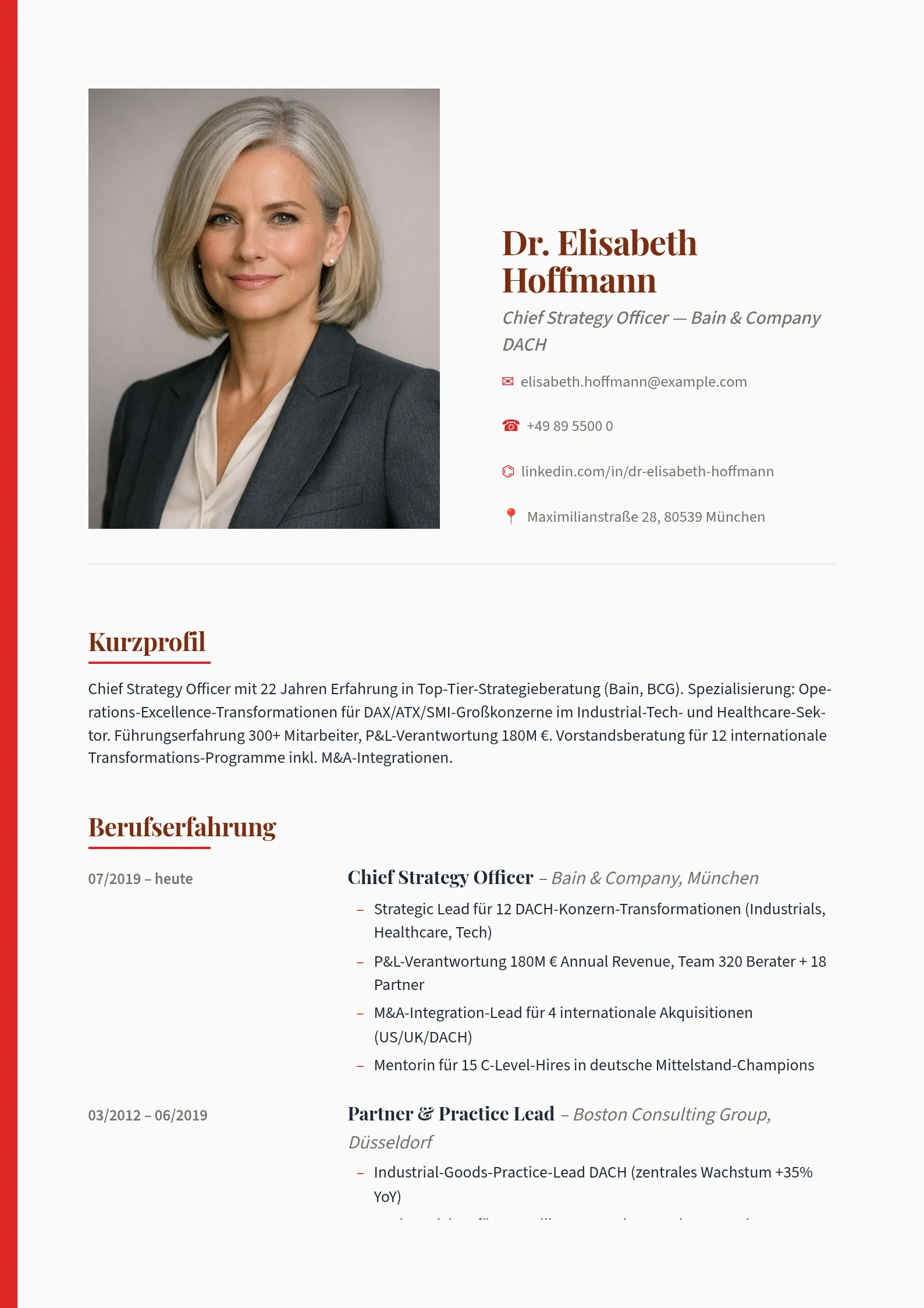 Vorschau der Lebenslauf-Vorlage Executive Editorial — Pull-Quote · Editorial