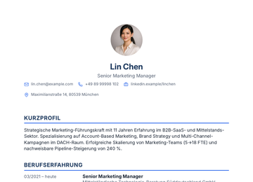 Lebenslauf im Layout „Ausgewogen“